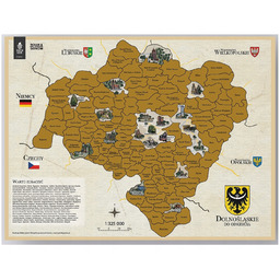 Mapa plakat zdrapka „Dolnośląskie do odkrycia” Dolny Śląsk