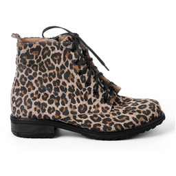 Pakamera Botki skórzane - panterka - idealnie dopasowują