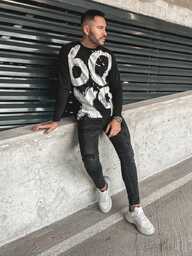 Czarny longsleeve męski z nadrukiem Bolf 146745
