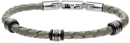 Szara bransoletka rzemień, beads