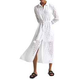 Sukienka damska Pepe Jeans Ethek koszulowa biała ażurowa-XS