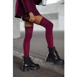 Zakolanówki damskie bawełniane gładkie bordowe Milena