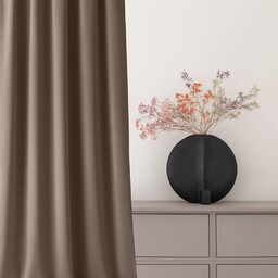 ZASŁONA AURA - BRĄZ NUGAT 140x240 SREBRNA PRZELOTKA