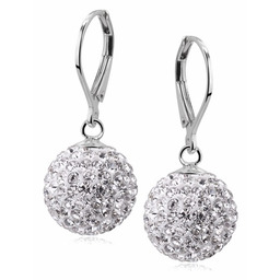 Eleganckie wiszące kolczyki białe kuleczki Crystal beads 14mm