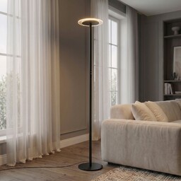 Lampa Podłogowa Arcchio, Frile, ściemnialny, czarny, salon, aluminium,