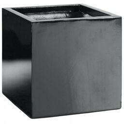 Czarna kwadratowa donica Cube kostka 50 cm włókno