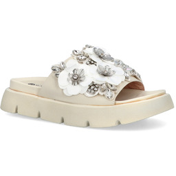 Skórzane klapki na platformie - SCAVIOLA S-393 BIAŁE