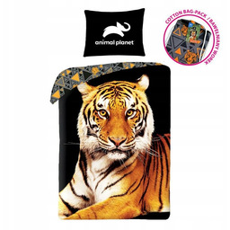 Pościel 140x200 Tygrys czarna beżowa poszewka 70x90 worek
