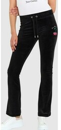 JUICY COUTURE Czarne welurowe spodnie dresowe z haftowanymi