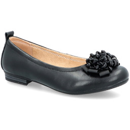 Skórzane baleriny z ozdobą - FILIPPO DP6782/25 CZARNE