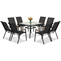 Zestaw mebli metalowych do ogrodu Modena/Bitonto Wood czarny