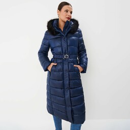 Mohito - Pikowany płaszcz z kapturem - Niebieski