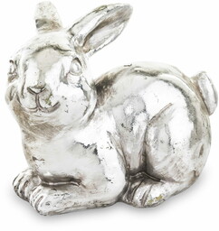 Figurka dekoracyjna wielkanocna królik srebrny 11x13x8cm 143843