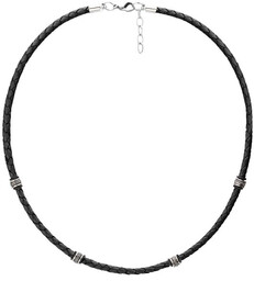 Czarny naszyjnik męski rzemień, beads