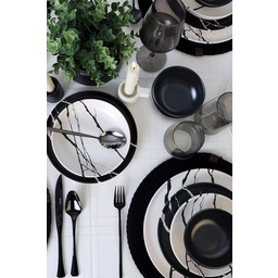 Elegancki 24-częściowy zestaw obiadowy ceramiczny, matowy biały, 100%