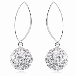 Delikatne wiszące białe kuleczki 12mm Crystal beads shamballa