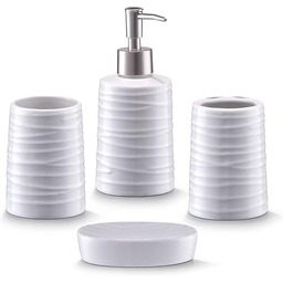 Zeller 18266 ceramiczny zestaw do łazienki, biały, 4-częściowy