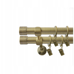 Karnisz podwójny złoto antyczne metal 250 cm fi