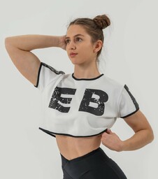 NEBBIA Damski Crop Top Oversized Game On White