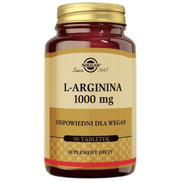 SOLGAR L-Arginina 1000mg suplement diety 90 tabletek