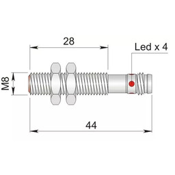 Czujnik indukcyjny 8 mm SI8-DC2 PNP NC H1