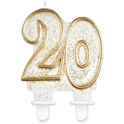 Świeczka na dwudzieste urodziny ze złotą obwódką -