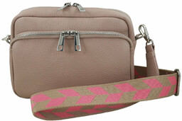 Torebka damska z ozdobnym paskiem - Różowa pudrowa