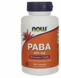 PABA (Kwas p-aminobenzoesowy) 500 mg, Now Foods, 100