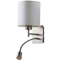 Lampa Ścienna Lindby, Camilo, biały, salon, tkanina tekstylia,