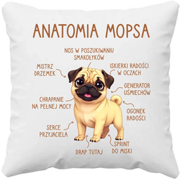 Anatomia mopsa - poduszka na prezent