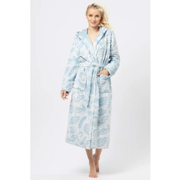 Szlafrok damski z miękkiej ciepłej dzianiny w subtelnych