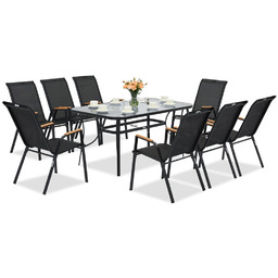 Zestaw mebli metalowych do ogrodu Modena/Bitonto Wood czarny