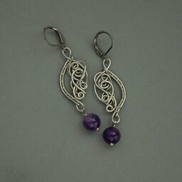 Pakamera Kolczyki z ametystami wire wrapping ametyst