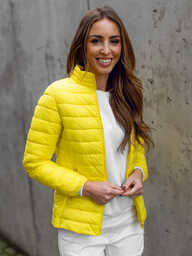 Żółta pikowana kurtka damska przejściowa ze stójką Denley