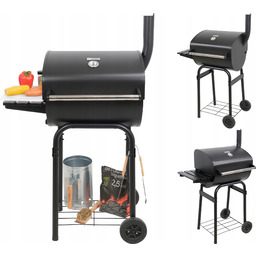 Ogrodowy Grill Węglowy Z Pokrywą Stalowy Ruszt 47X34CM