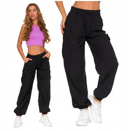 Spodnie Bojówki Damskie Wysoki Stan Luźne Parachute Wygodne