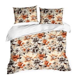 Eurofirany Pościel satynowa 220x200 Nika 51 żółta liście