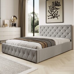 Łóżko tapicerowane z pojemnikiem LB-46 160x200 Welur popiel