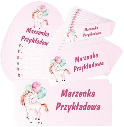 Etykiety naklejki, zestaw naklejek, imienne, imię nazwisko,