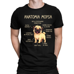 Anatomia mopsa - męska koszulka na prezent