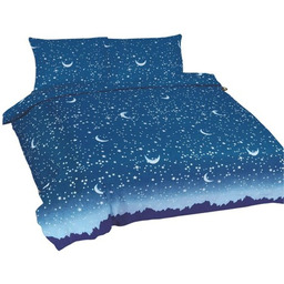Pościel bawełniana 220x200 Gwiazdy księżyce niebieska Universal Matex