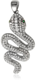 Elegancki rodowany srebrny wisiorek wąż żmija snake cyrkonie