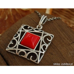 BROTO - srebrny wisiorek z koralem