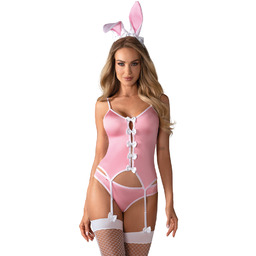 Obsessive różowy kostium króliczka z uszkami i ogonkiem