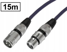 Kabel przedłużacz Xlr/cannon 3P/wtyk-XLR/CANNON 3P/gniazdo Hq Vitalco 15m