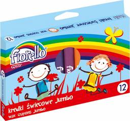 Kredki świecowe okrągłe JUMBO 12 kolorów FIORELLO -