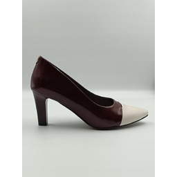 Stylowe bordowo-białe skórzane szpilki polska marka PULSO r.