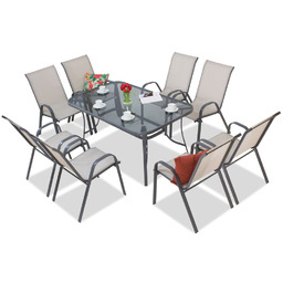 Zestaw jadalniany Modena jasnoszara dla 8 osób Garden