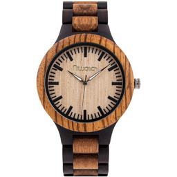 Męski zegarek drewniany Niwatch BASIC na dwukolorowej bransolecie