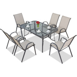 Zestaw jadalniany Modena jasnoszara dla 6 osób Garden